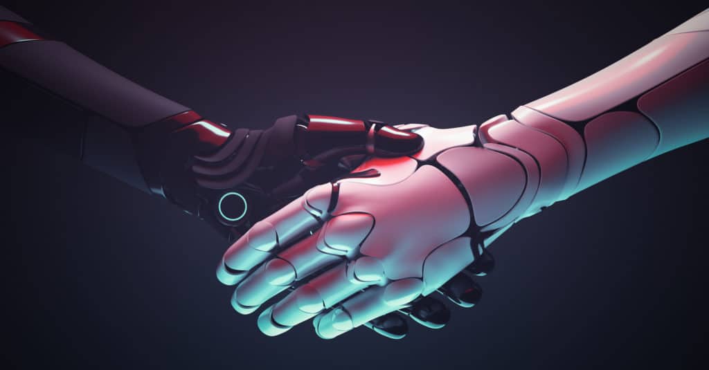 robotar skakar hand