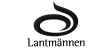 Logotyp för Lantmännen, med en stiliserad svart symbol ovanför texten.