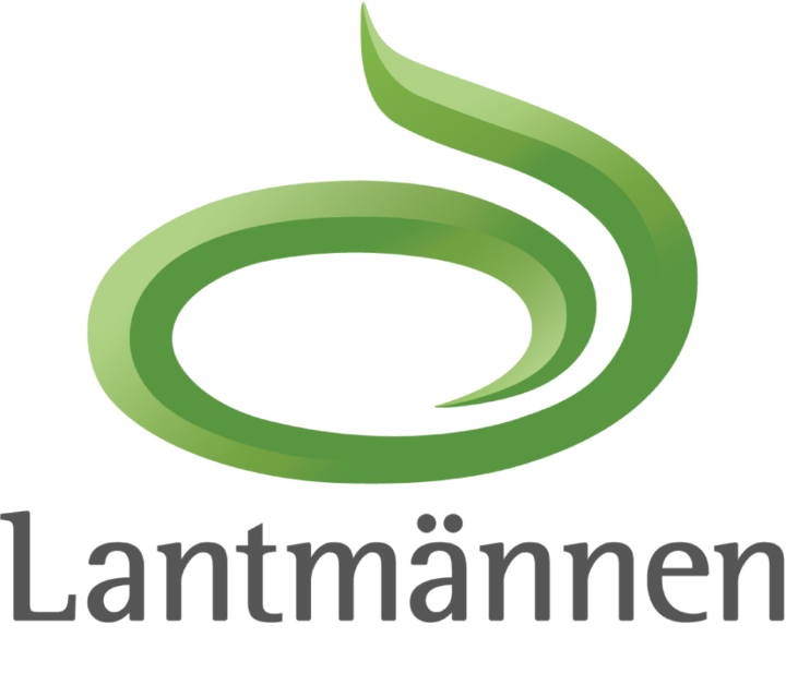 Logotyp för Lantmännen med en grön stiliserad spiralform ovanför texten "Lantmännen".