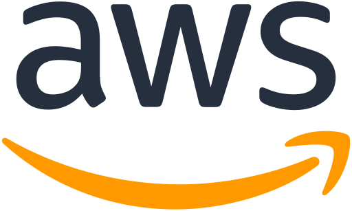 AWS logo med texten "aws" i mörkblått och en gul-orange pil under.